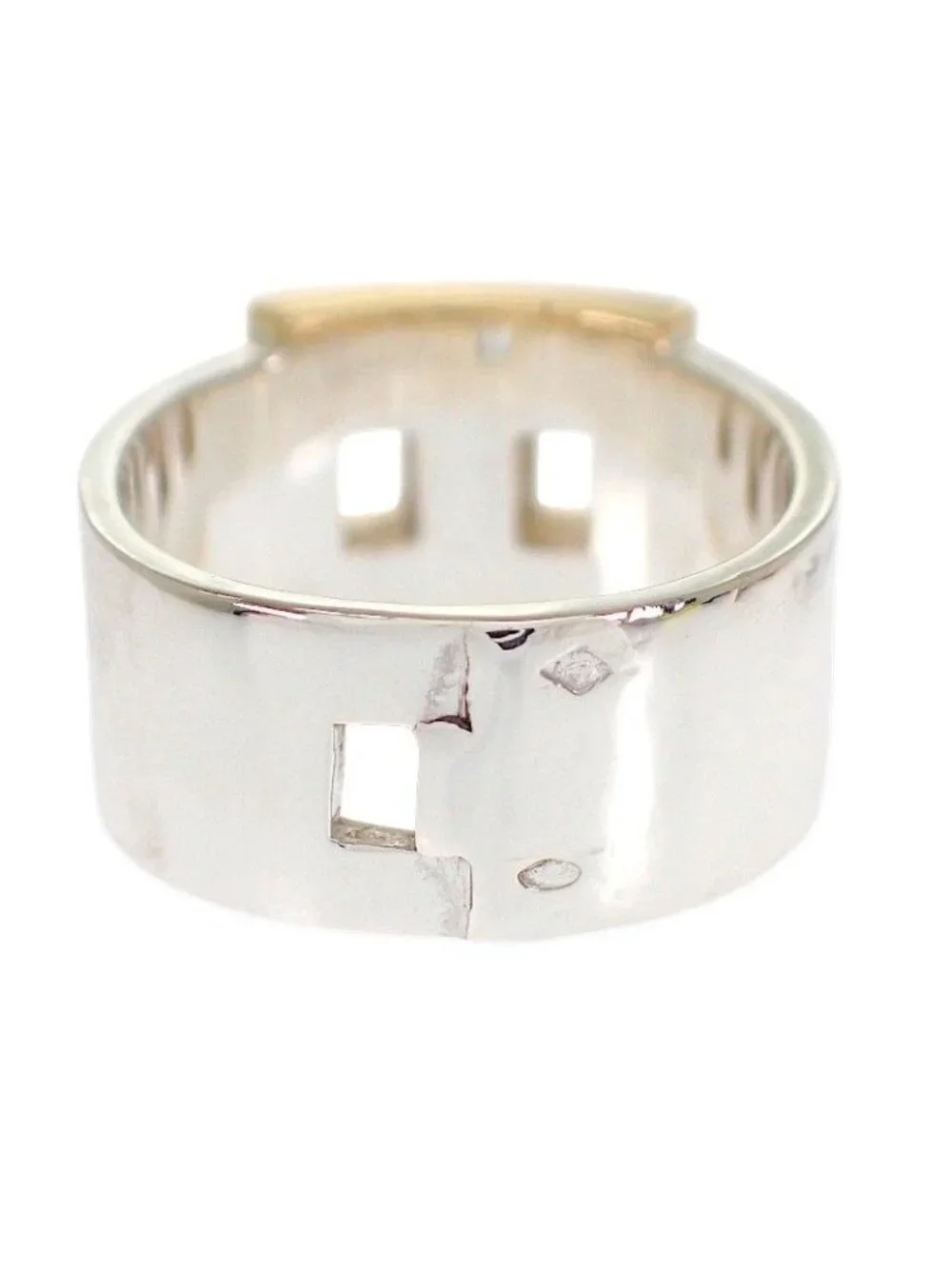Hermes Newhela Crest S Rin 49 Full 18K Yellow Gold 925 Sterling Silver and Logo